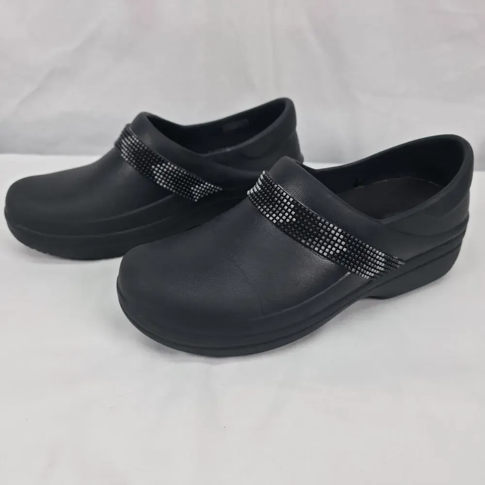Crocs Neria Pro II Womens 8 Black Rhinestone Slip Resistant Work Clogs Nurse